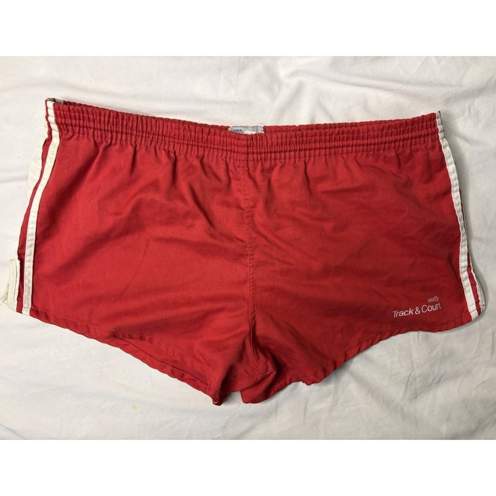 Vintage Track & Court Athletic Shorts Women's Size Large Red & White Stripe